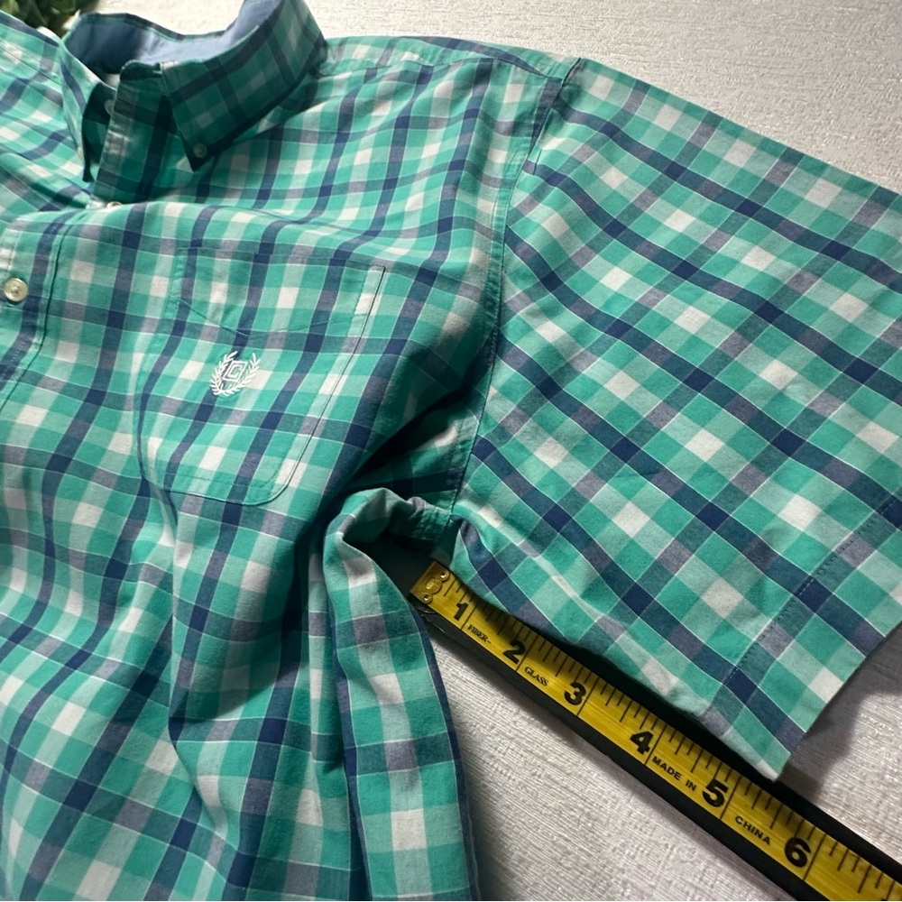 Chaps Easy Care Men's Blue and Green Checkered Shirt 3XL - Picture 10 of 14